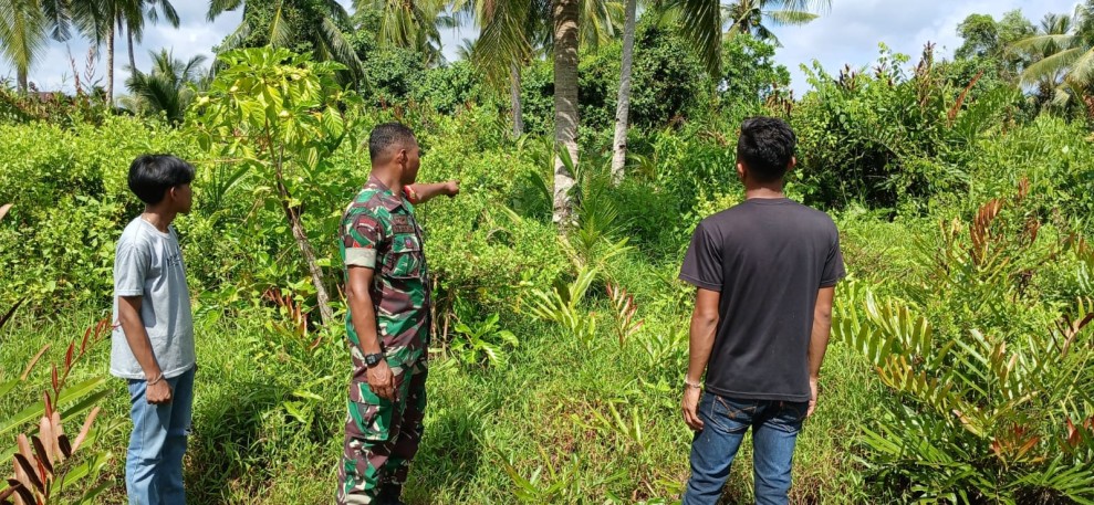 Babinsa Koramil 06/Kateman Laksanakan Patroli Tapal Batas Cegah Karhutla di Desa Penjuru