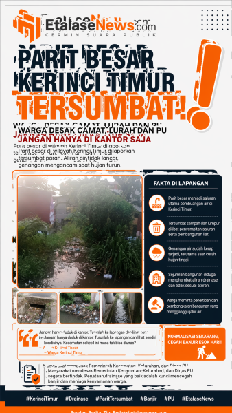 Parit Besar Kerinci Timur Tersumbat, Warga Desak Camat, Lurah dan PU Segera Turun Tangan