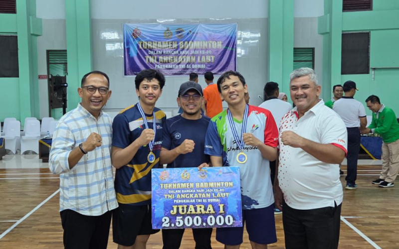 Kilang Pertamina Dumai Dukung Turnamen Badminton HUT ke-80 TNI AL, Atletnya Raih Juara 1