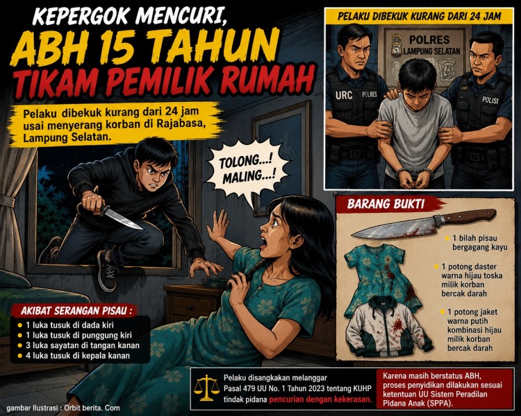 Kepergok Mencuri, ABH 15 Tahun Tikam Pemilik Rumah