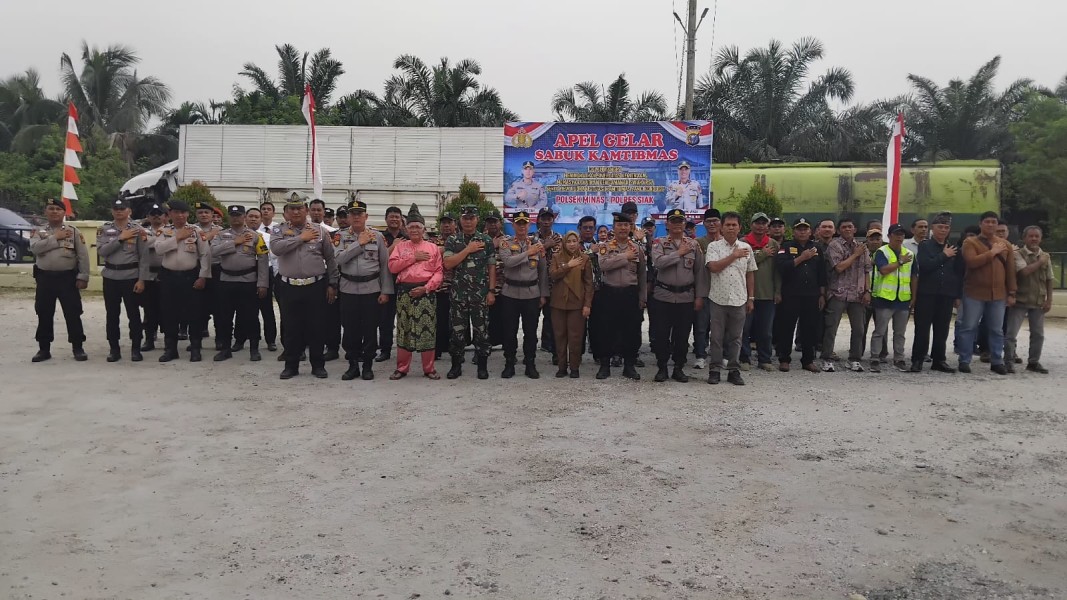 Apel Sabuk Kamtibmas Digelar di Minas, Kapolsek Ajak Masyarakat Perkuat Siskamling dan Deteksi Dini
