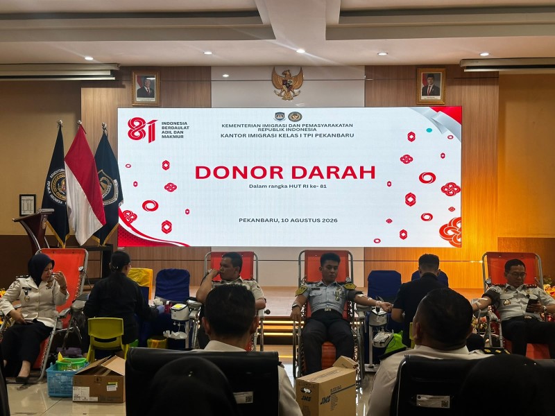 Semarak HUT ke-81 RI, Imigrasi Pekanbaru Gelar Donor Darah dan Cek Kesehatan Gratis