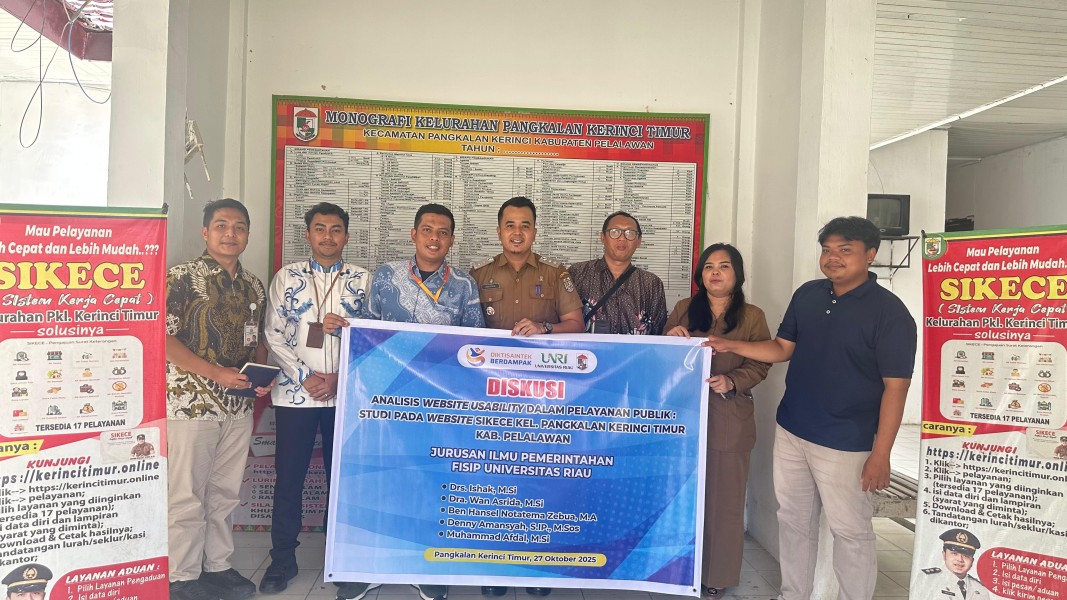 Tim Dosen UNRI Pilih Kelurahan Kerinci Timur sebagai Lokasi Riset, Sebut Layak Jadi Contoh Digitalisasi Pelayanan Publik Kelurahan dan Desa di Riau