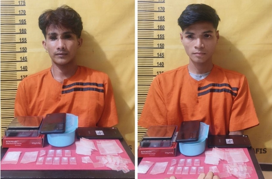 Sempat Gagal Diintai, Akhirnya Pengedar Sabu Dan Rekannya Dibekuk Personel Polsek Rengat Barat