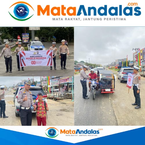 Kanit Gakkum Satlantas Pelalawan Ajak Pengendara Kibarkan Merah Putih Sambut HUT RI ke-80