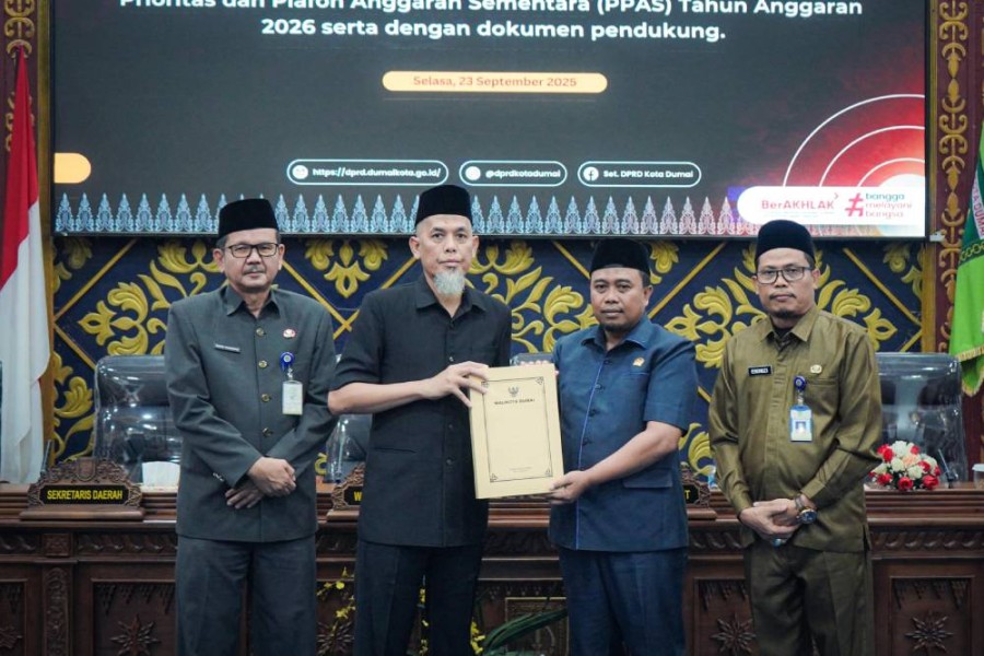 APBD Dumai 2026 Diproyeksikan Rp2,35 Triliun, Wako Paisal Serahkan Dokumen ke DPRD