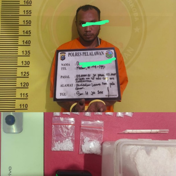 Gerebek Rumah di Desa Tambun, Satresnarkoba Pelalawan Amankan Pengedar Sabu dan 10 Paket Barang Bukti