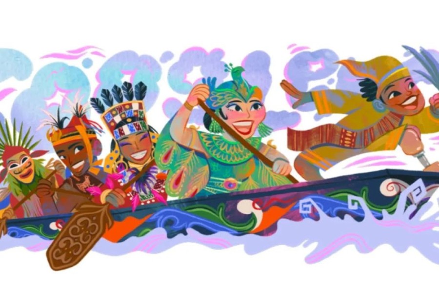 Google Doodle Rayakan HUT ke-80 RI dengan Pacu Jalur Riau