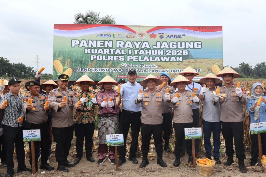 Polres Pelalawan Panen Raya Jagung, Dukung Swasembada Pangan