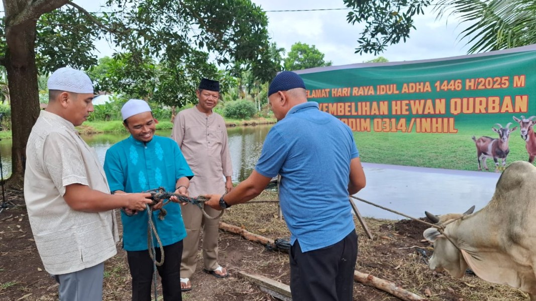 Semangat Berbagi di Hari Raya Idul Adha, Kodim 0314/Inhil Potong 4 Hewan Kurban