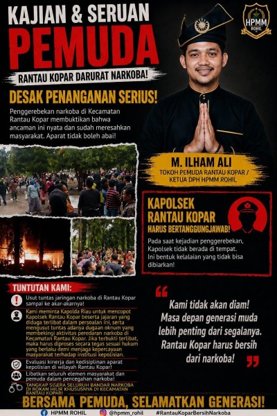 Narkoba Merajalela, Tokoh Pemuda Desak Kapolda Riau Copot Kapolsek Rantau Kopar