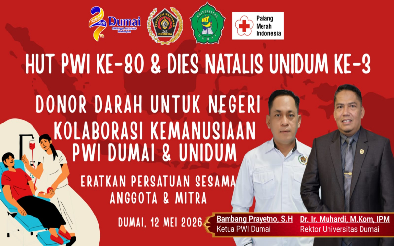 PWI Dumai dan Unidum Gelar Seminar Jurnalistik Mahasiswa dan Donor Darah