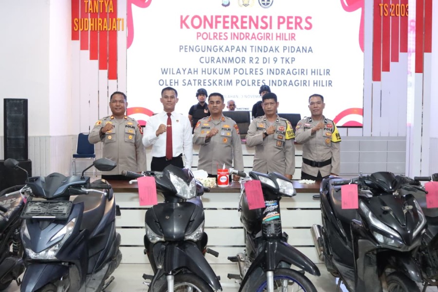 Polres Inhil Ungkap Kasus Curanmor di 9 TKP, Tiga Pelaku Berhasil Diamankan