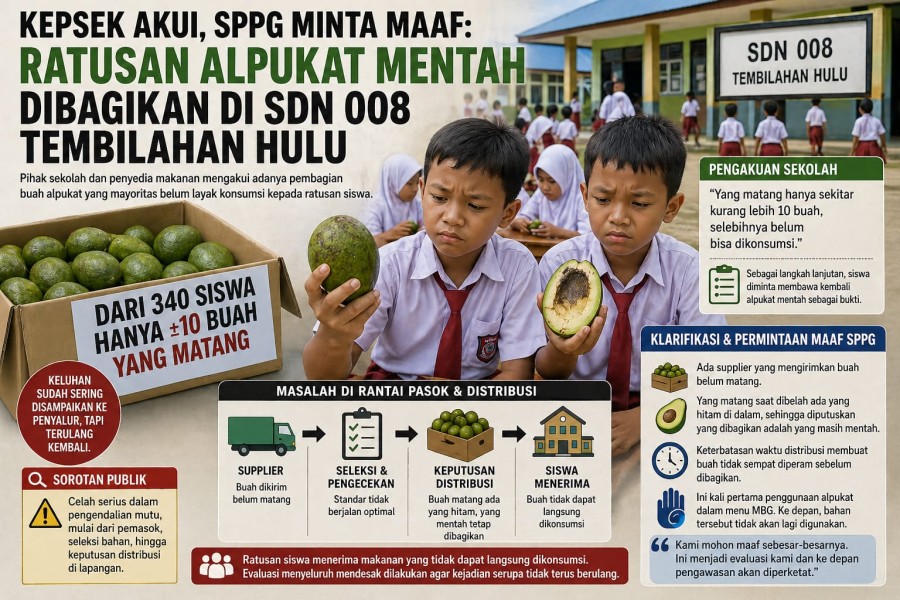 Viral!!, SPPG di Kabupaten Inhil Bagikan Ratusan Alpukat Mentah di SDN 008 Tembilahan Hulu