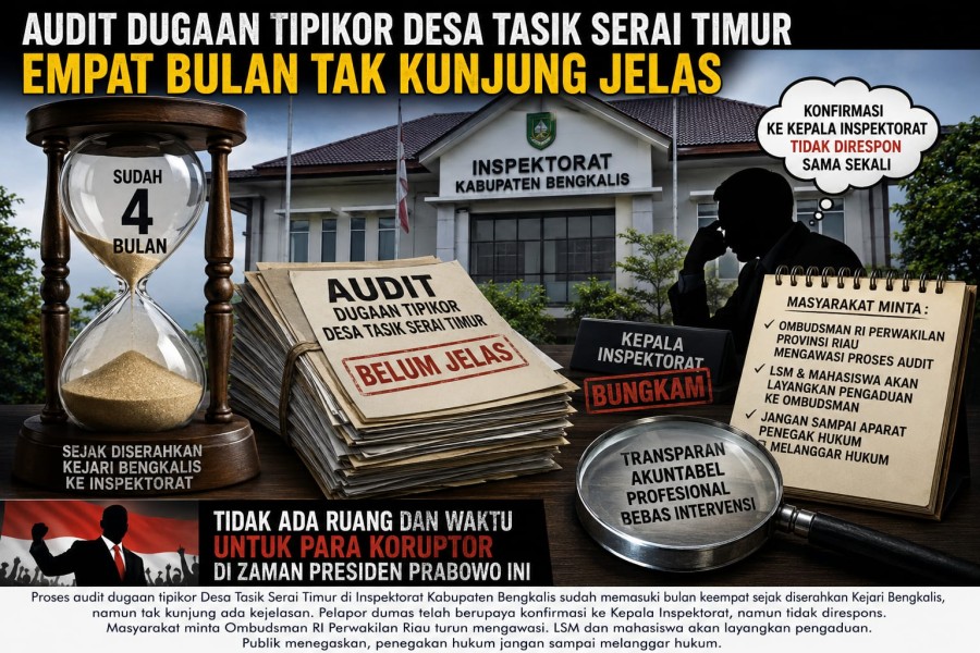 Empat Bulan Berlalu, Audit Dugaan Tipikor   Desa Tasik Serai Timur Belum Jelas, Publik Minta Ombudsman RI Turun Mengawasi