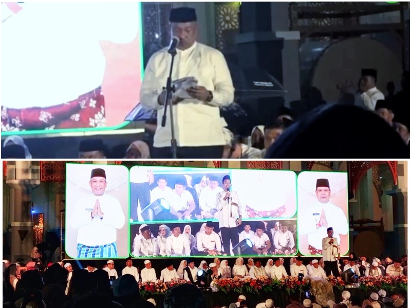 Ribuan Warga Padati Tabligh Akbar HUT ke-26 Rokan Hulu Meski Diguyur Hujan