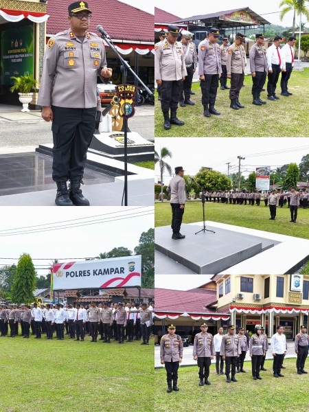 Apel Pagi Polres Kampar: Kapolres Berikan Apresiasi dan Arahan untuk Kinerja Optimal dan Pelayanan Prima