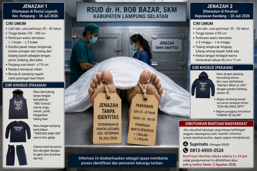 Menanti Identitas Dua Jenazah Tanpa Nama di Lampung Selatan, RSUD Bob Bazar Berharap Keluarga Segera Datang