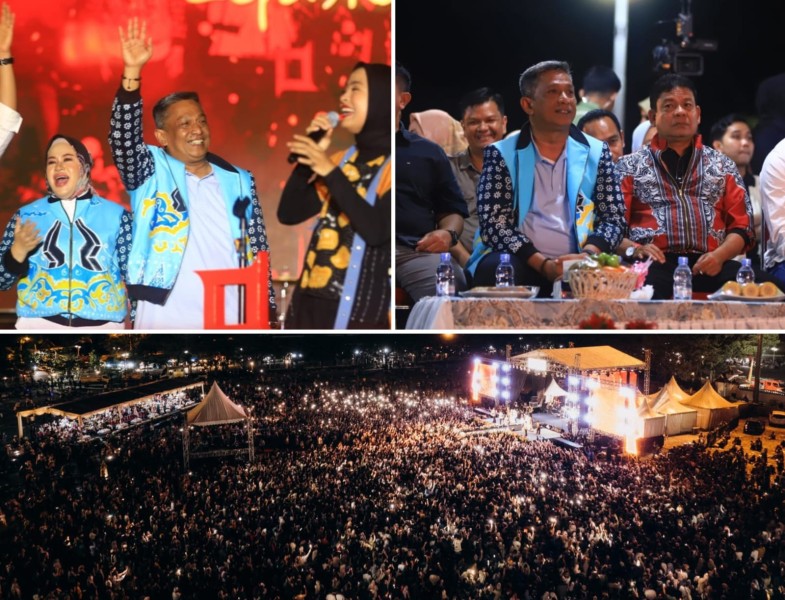 Ratusan Ribu Warga Padati Malam Puncak HUT ke-26 Rokan Hulu, Rayola dan Kotak Guncang Panggung Pesta Rakyat