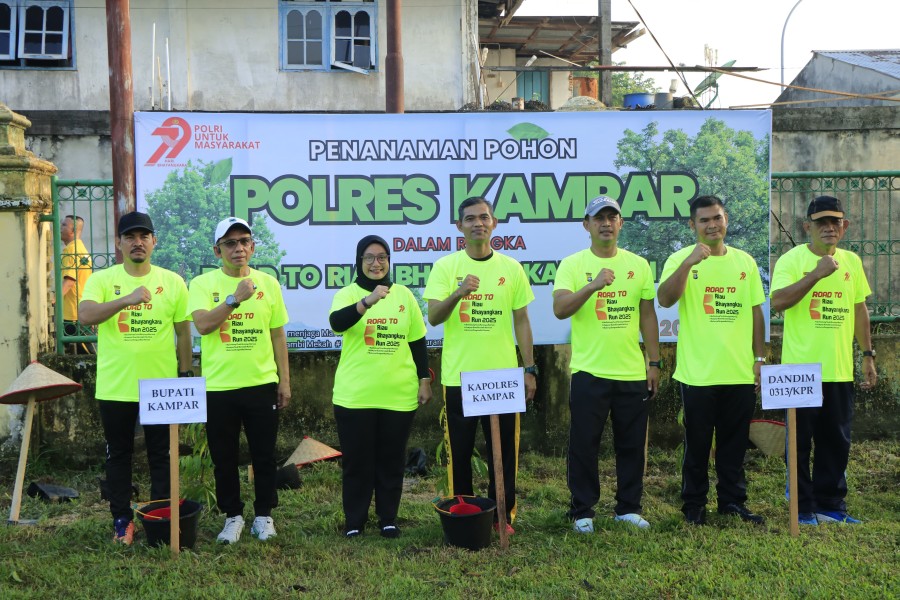 Fun Run dan Penanaman Pohon:  Polres Kampar Rayakan Hari Bhayangkara ke-79 dengan Semangat Sehat dan Lestari
