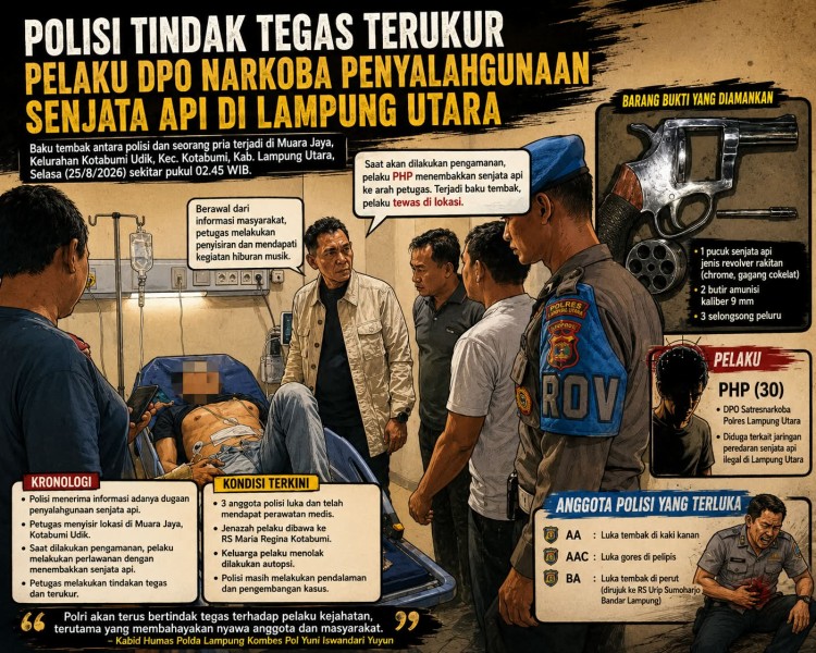 DPO Narkoba Bersenjata Api Tewas Ditembak Polisi di Lampung Utara