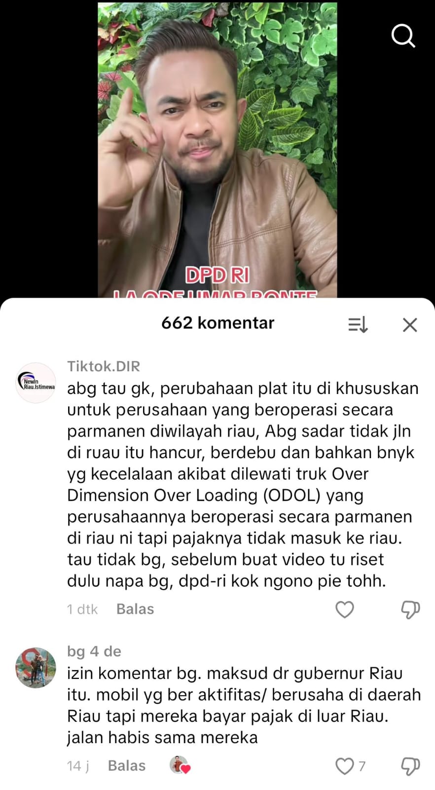 Tidak Paham Soal Riau, Anggota DPD RI Laode Dirujak Netizen