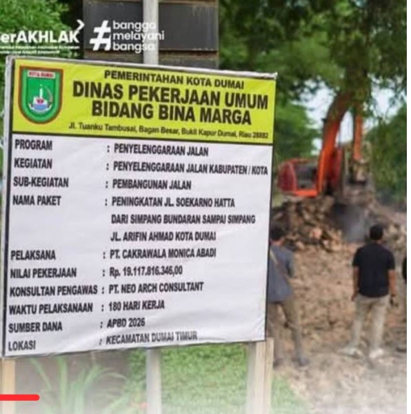 Pemko Dumai Gelontorkan Rp19,1 Miliar Perbaiki Jalan Nasional