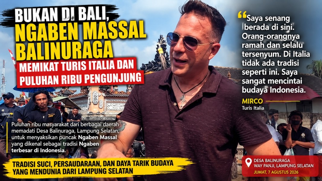Bukan di Bali, Turis Italia Terpukau Ngaben Massal di Lampung Selatan