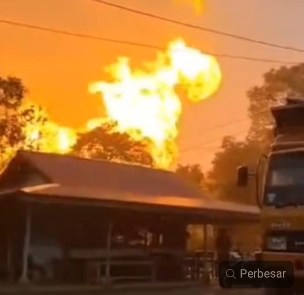 Ledakan Pipa Gas PT TGI Gegerkan Inhil, Api Menyembur 15 Meter dan Lukai Warga