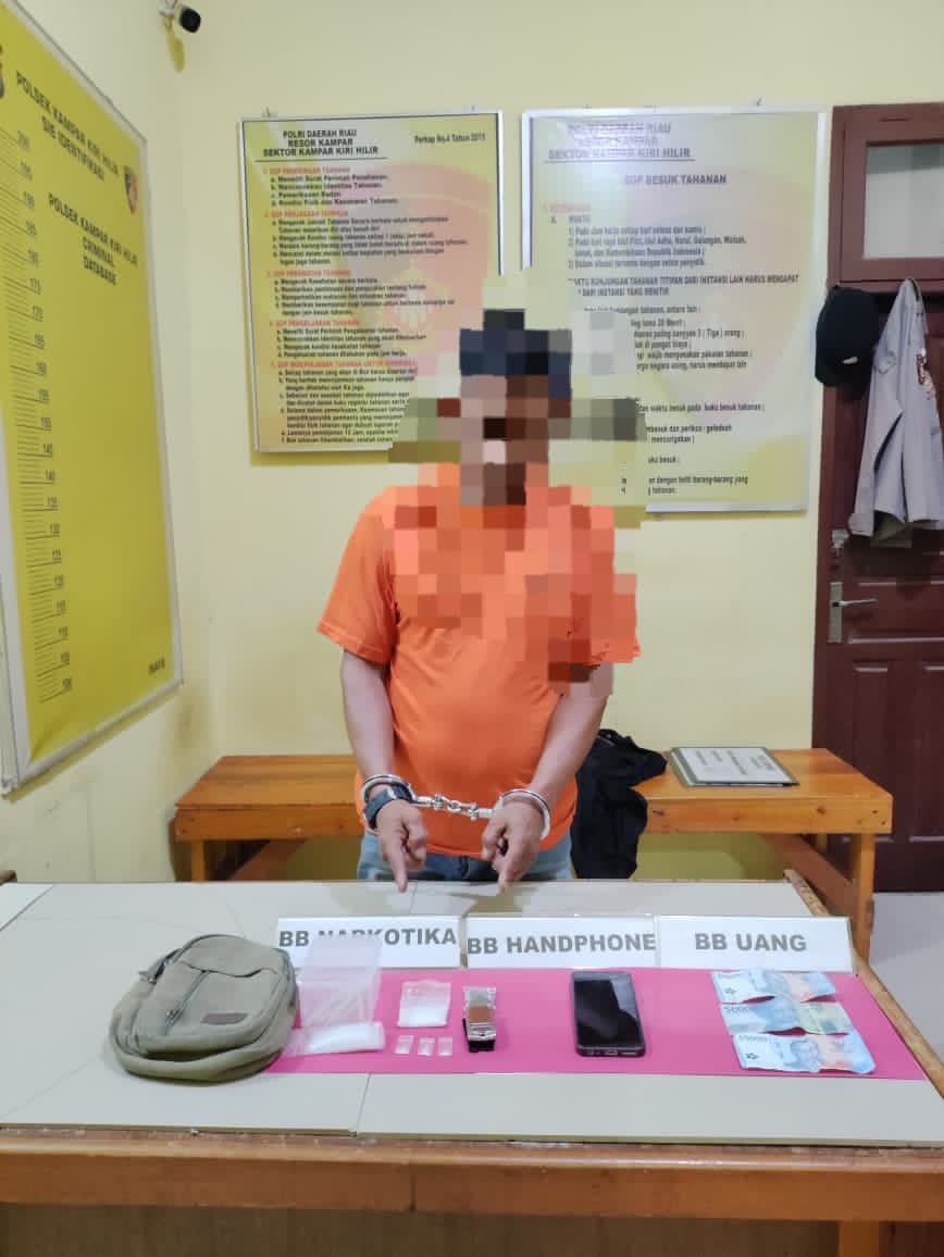 Polsek Kampar Kiri Hilir Ungkap Pengedar Shabu, Amankan 10,68 Gram Barang Bukti dan Diduga Ganja