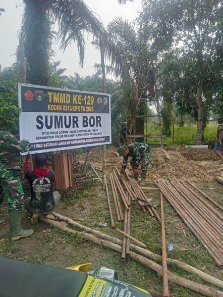 Hari Pertama Pasca Pembukaan TMMD Ke-129, Pembangunan Sumur Bor di Pangkalan Terap Capai Progres 20 Persen