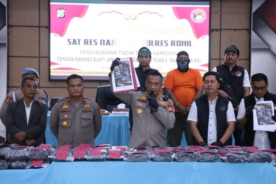 Polres Rohil Gagalkan Pengantaran Sabu 79,98 Kg Tujuan Pekanbaru