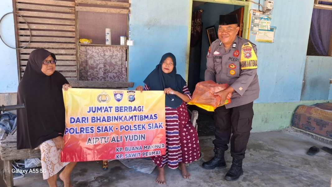 Bhabinkamtibmas Aiptu Ali Yudin Gelar Jumat Berbagi di Dayun, Bantu Warga Sakit Liver di Sawit Permai