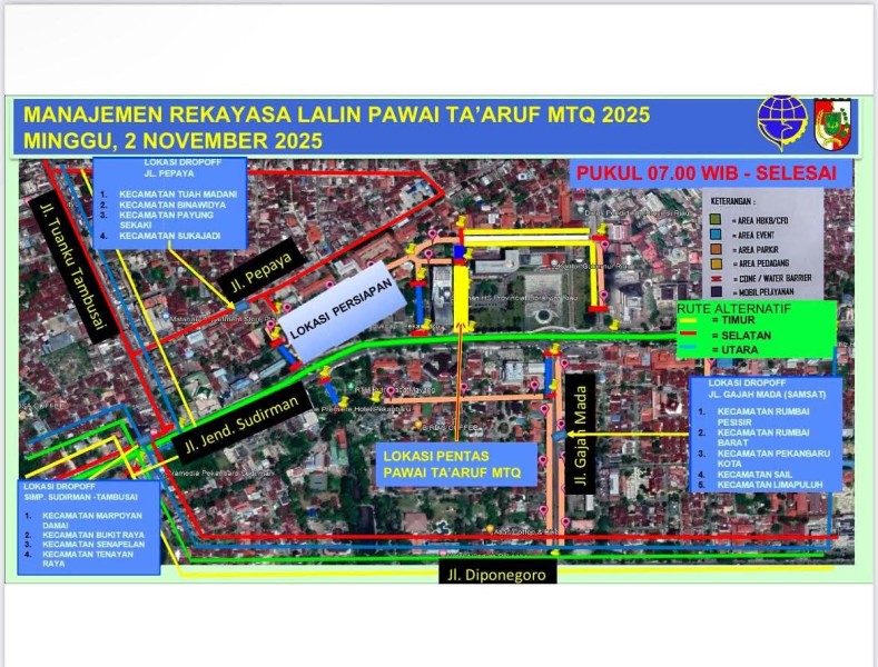 Arus Lalu Lintas Dialihkan, Rangkaian Pembukaan MTQ Pekanbaru 2025 akan Meriah