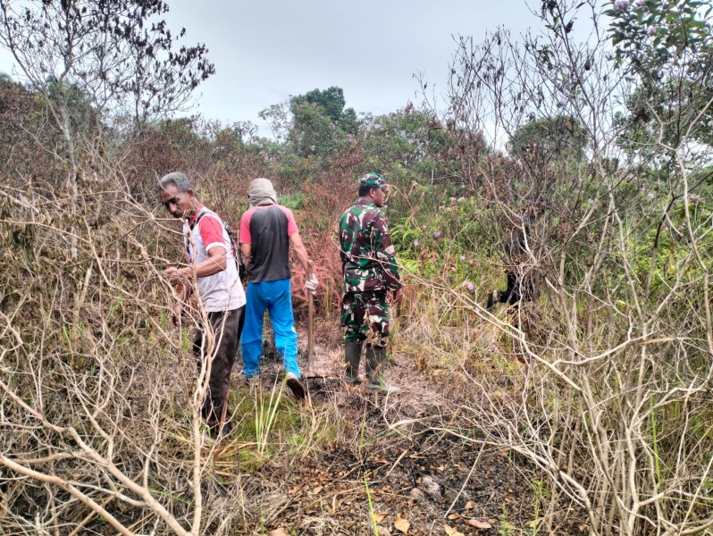 Babinsa Serma Risman Girsang Patroli Karhutla di Sungai Selodang, Situasi Aman dan Kondusif