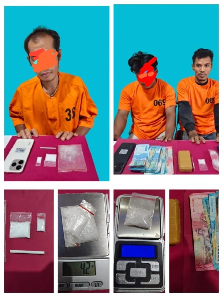 Dua Lokasi Digerebek, Tiga Pelaku Narkoba di Langgam Dibekuk Polres Pelalawan