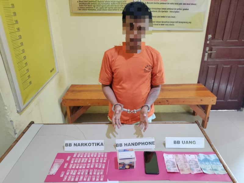 Polsek Kampar Kiri Hilir Sikat Pengedar Shabu di Simalinyang, Amankan 7,74 Gram Sabu!