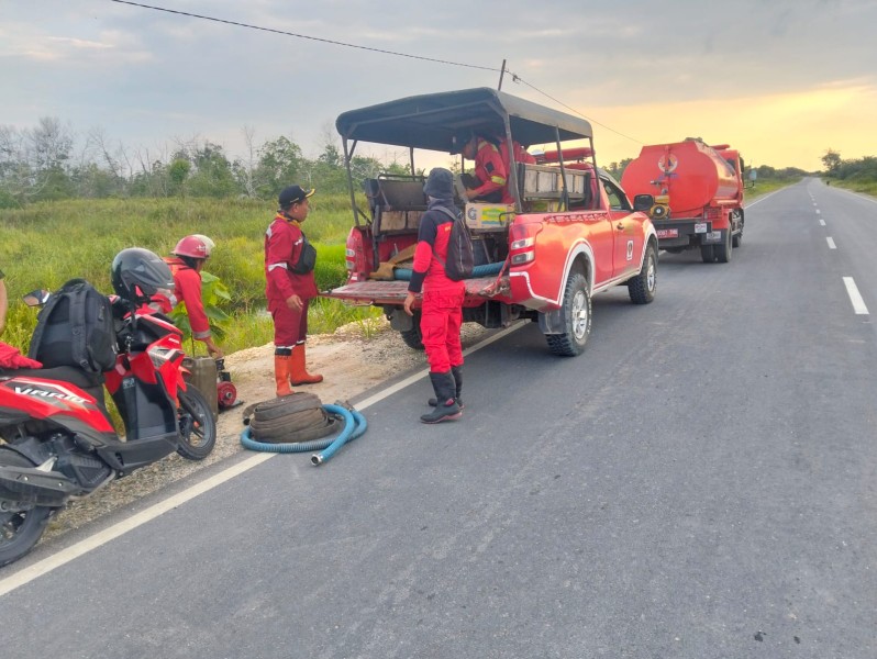 Kebakaran Lahan Gambut Seluas 1 Hektare Terjadi di Air Hitam Pekanbaru, Pemadaman Masih Berlanjut