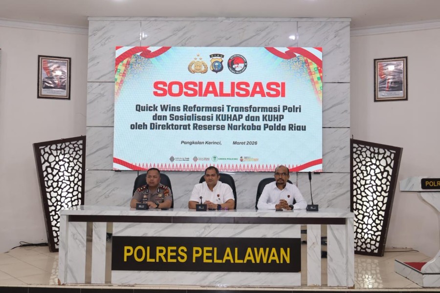 Polda Riau Sosialisasikan Quick Wins Polri dan Pembaruan KUHP di Polres Pelalawan