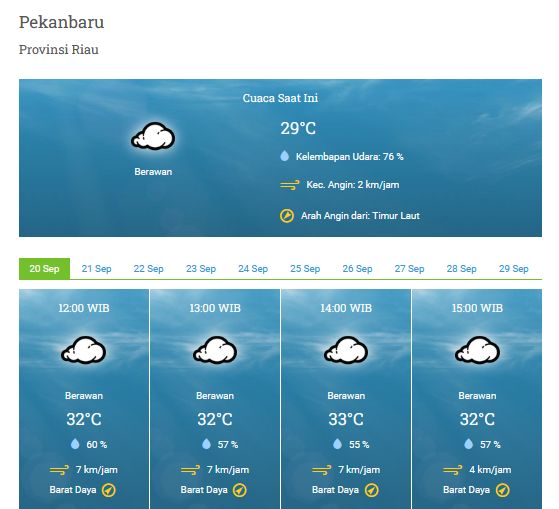 Cuaca Riau Hari Ini, Waspada Hujan Lebat di Sejumlah Kabupaten dan Kota