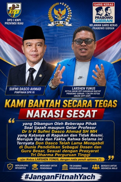 Jangan Giring Opini Publik! Aktivis dan Praktisi Hukum Larshen Yunus Bantah Tuduhan Soal Gelar Profesor Sufmi Dasco Ahmad