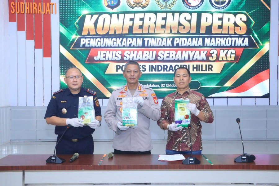Polres Inhil Ungkap Peredaran 3 Kg Sabu Kolaborasi dengan Bea Cukai Tembilahan