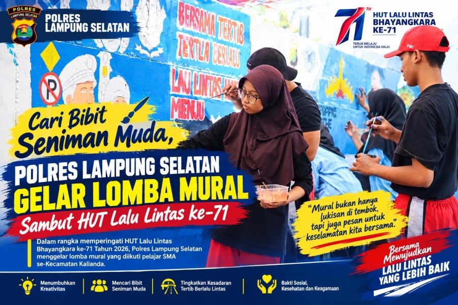 Cari Bibit Seniman Muda, Polres Lampung Selatan Gelar Lomba Mural Sambut HUT Lalu Lintas ke-71