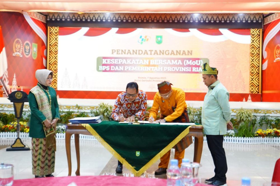 Pemprov Riau Teken MoU Program Satu Data Dengan BPS RI, Untuk Membantu Kebijakan Kedepan