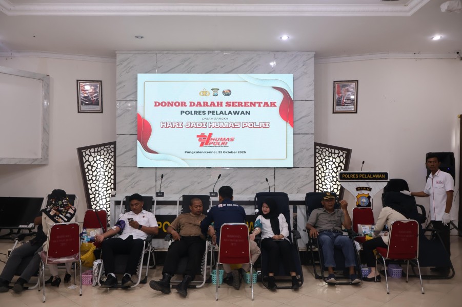 Polres Pelalawan Gelar Donor Darah Semarak HUT Humas Polri ke-74: 50 Kantong Darah Terkumpul untuk Kemanusiaan