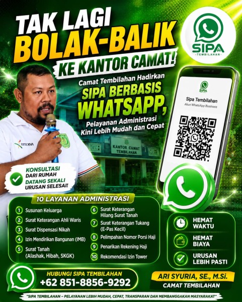 Camat Ari Syuria Gebrak Pelayanan Publik, Hadirkan SIPA Berbasis WhatsApp
