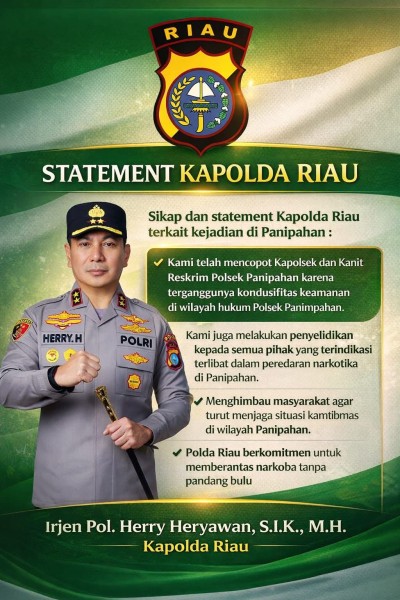 Kapolda Riau Copot Kapolsek Panipahan, Tegaskan Perang Tanpa Ampun terhadap Narkoba