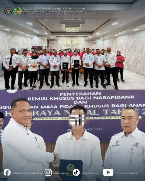 102 Warga Binaan Lapas Pasir Pangarayan Terima Remisi Khusus Natal, Satu Langsung Bebas