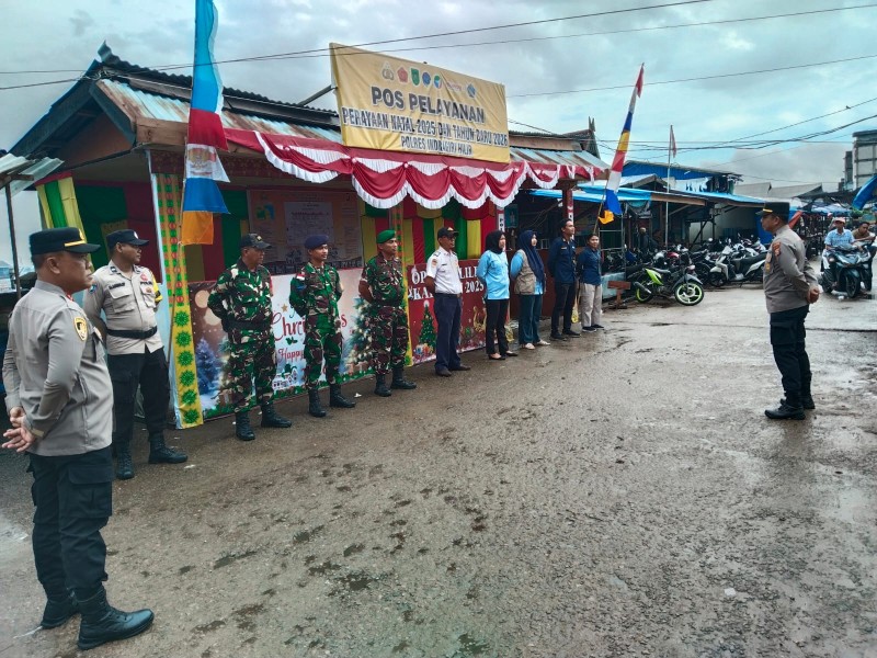 Personel Koramil 06/Kateman Bersama Aparat Gabungan Berikan Pengamanan Natal dan Tahun Baru 2026 di Sungai Guntung