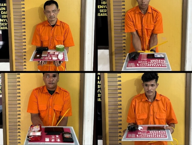 Dalam Semalam Satres Narkoba Polres Inhu Gulung Empat Tersangka, Mulai Dari Oknum PNS Hingga Oknum Satpam